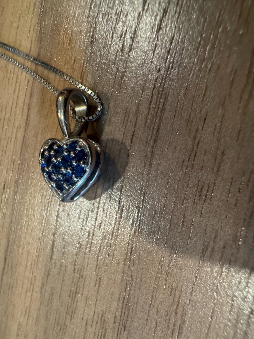 JC 14K White Gold Reversible Ruby & Sapphire Pavé puff Heart Pendant Necklace - Picture 11 of 12
